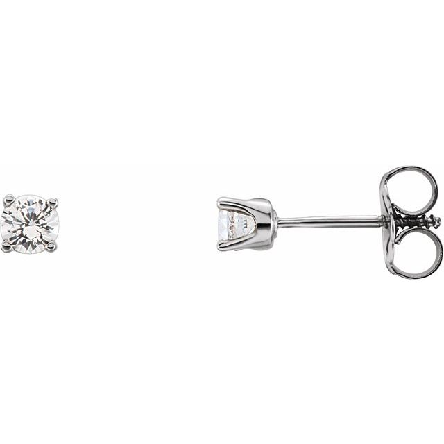 14K White Natural White Sapphire Youth Earrings