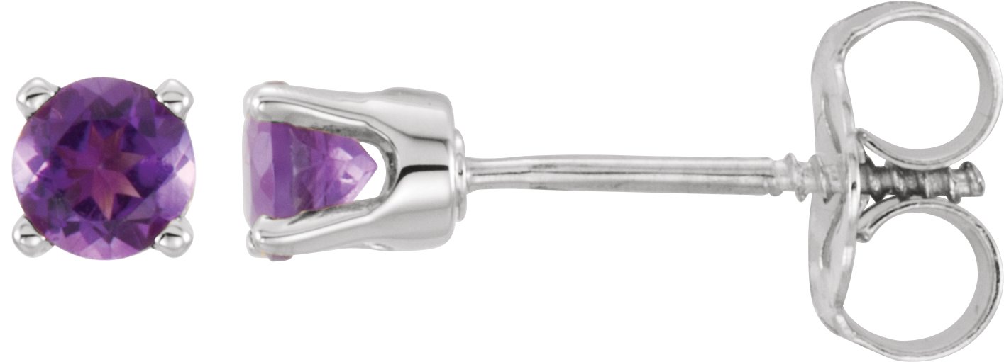 Sterling Silver Imitation Amethyst Youth Earrings