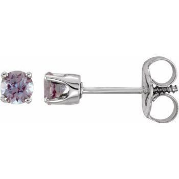 Sterling Silver 3 mm Round Imitation Alexandrite Youth Birthstone Earrings Ref. 11092394