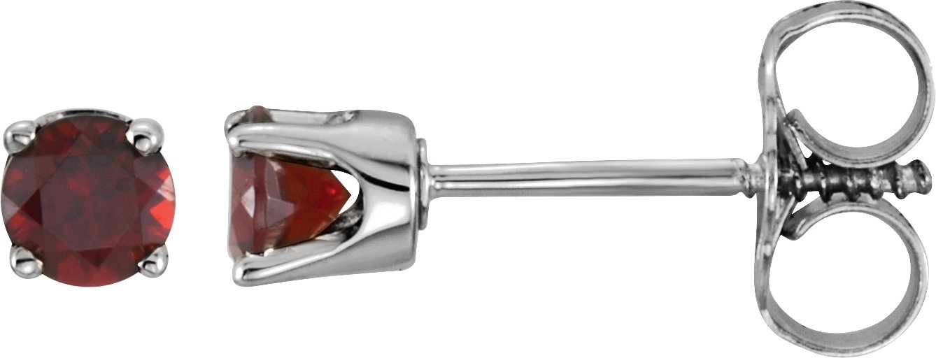 Sterling Silver Imitation Mozambique Garnet Youth Earrings