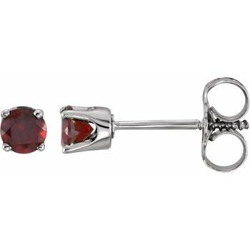Sterling Silver 3 mm Round Imitation Mozambique Garnet Youth Birthstone Earrings Ref. 11087955