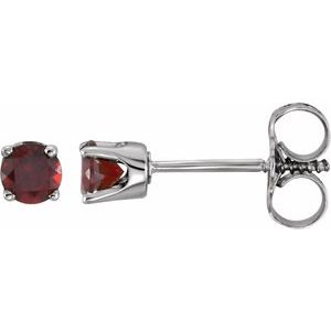 Sterling Silver Imitation Mozambique Garnet Youth Earrings