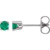 Sterling Silver 3 mm Round Imitation Emerald Youth Birthstone Earrings Ref. 11092235