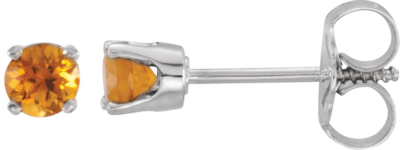 Sterling Silver Imitation Citrine Youth Earrings