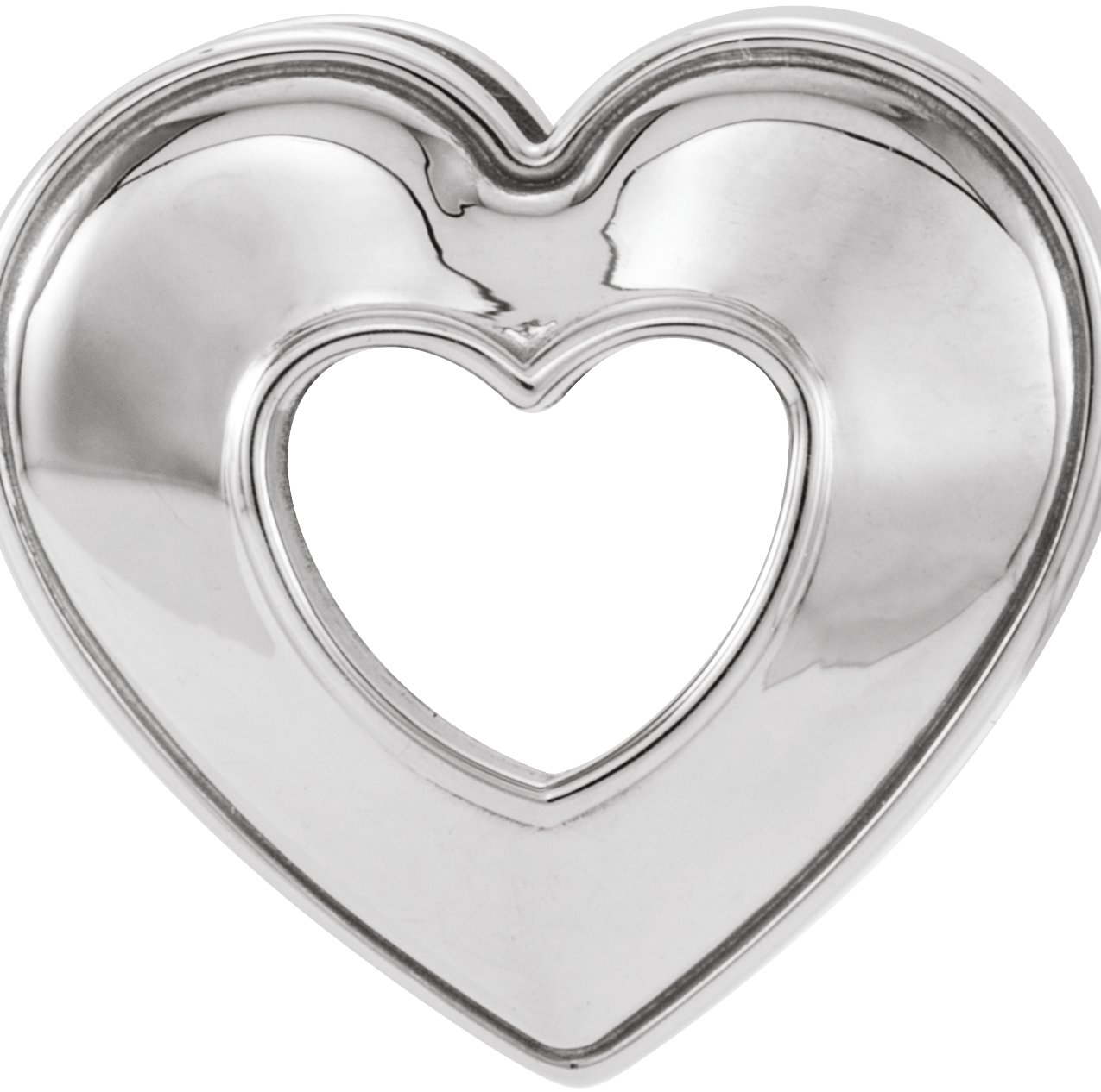 14K White 14x14 mm Heart Slide Pendant