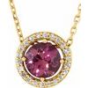 14K Yellow Pink Tourmaline and .06 CTW Diamond 16 inch Necklace Ref 10467292