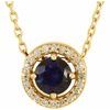 14K Yellow Blue Sapphire and .05 CTW Diamond 16 inch Necklace Ref 10467150