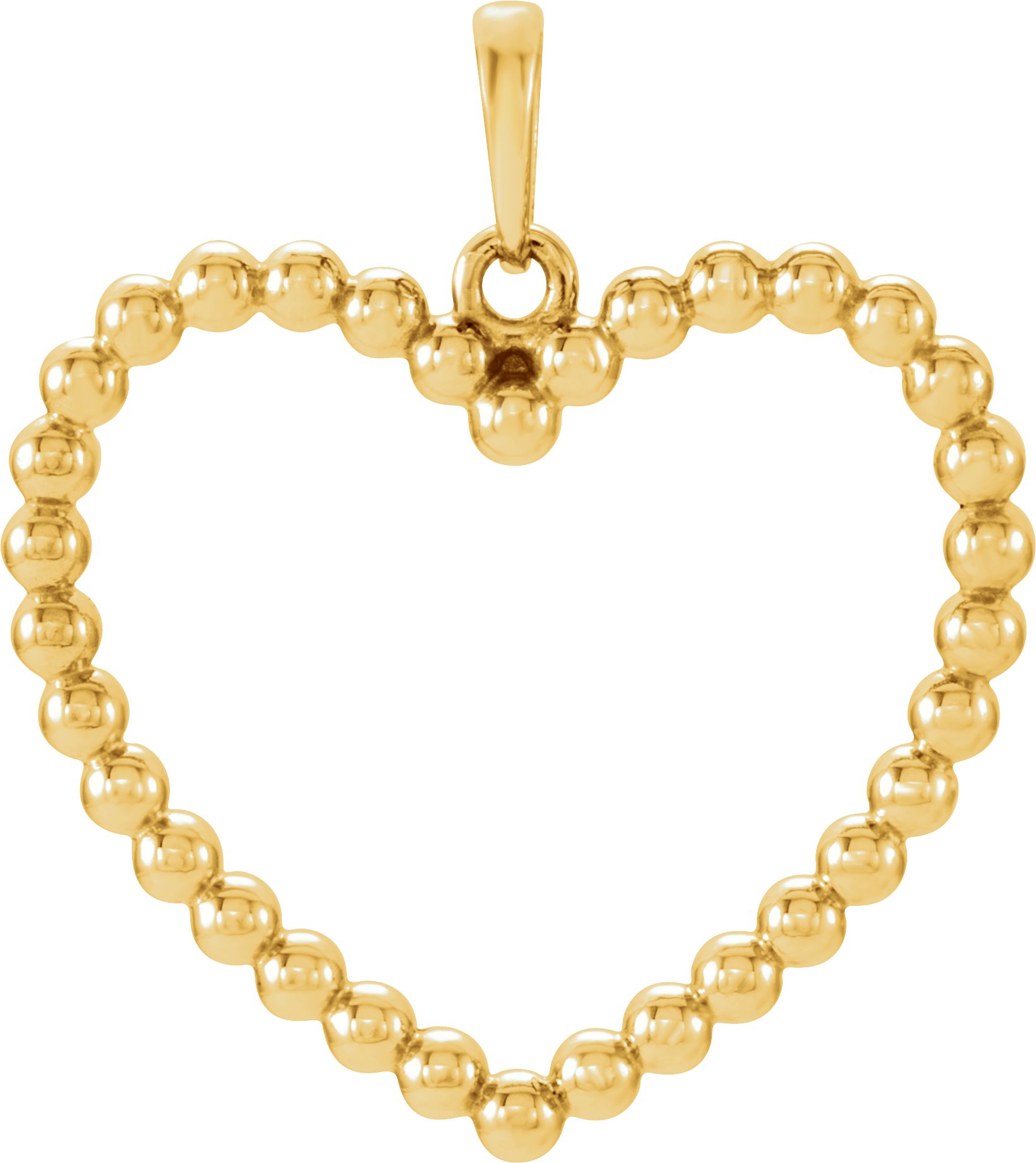 14K Yellow Beaded Heart Pendant