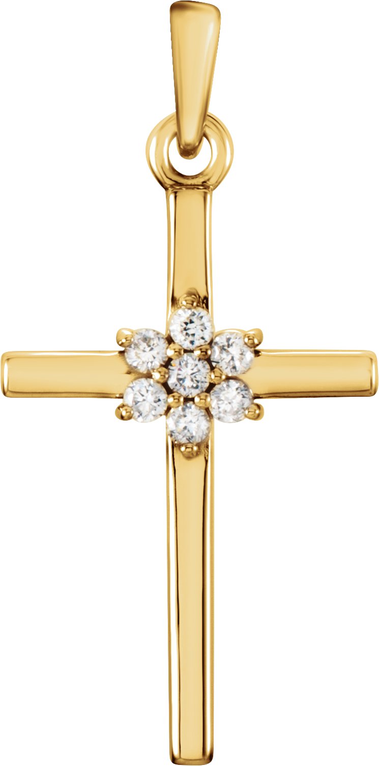 14K Yellow .06 CTW Diamond Cross Pendant