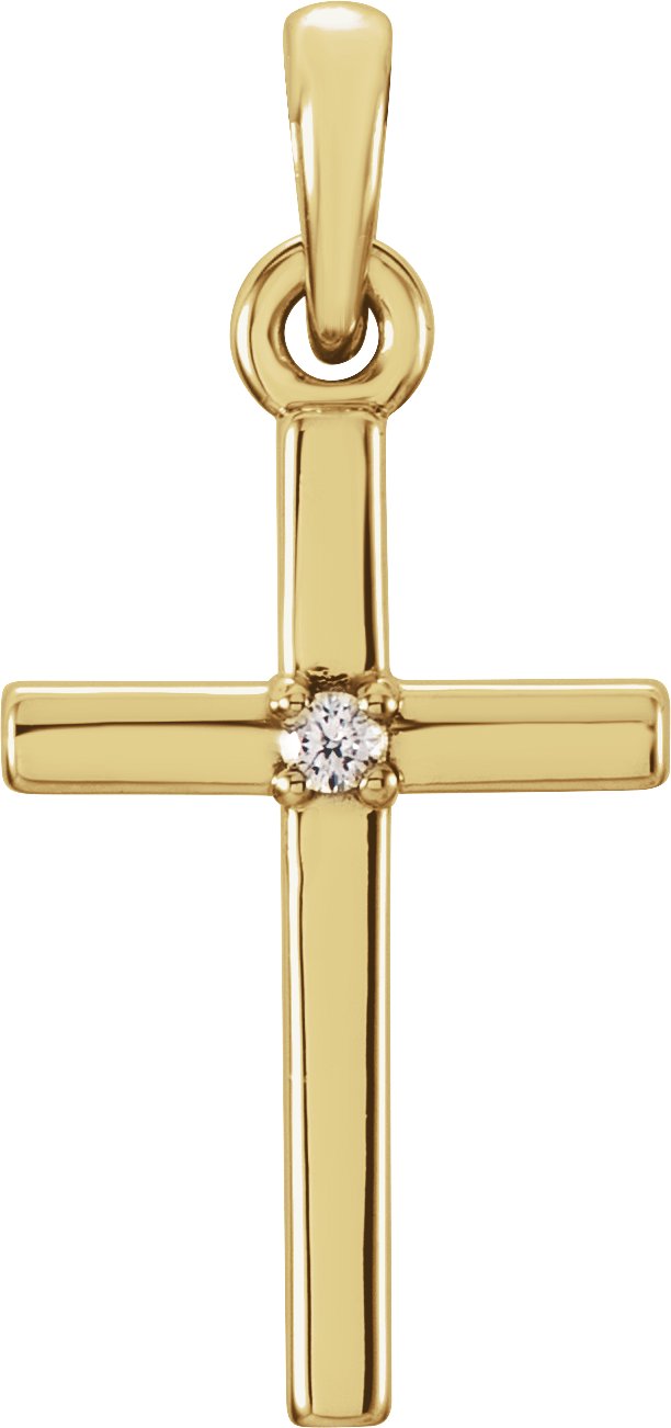 14K Yellow 19.2x9 mm White Sapphire Cross Pendant Ref. 13246325