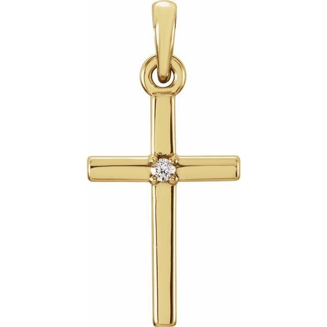 14K Yellow 19.2x9 mm .01 CT Diamond Cross Pendant