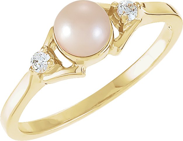 Cultured Pearl 5mm and Diamond Ring .07 CTW Ref 983200
