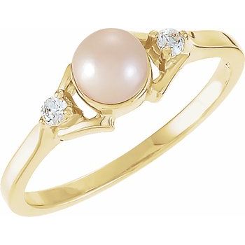 Cultured Pearl 5mm and Diamond Ring .07 CTW Ref 983200