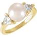 14K Yellow Cultured White Akoya Pearl & 1/3 CTW Natural Diamond Ring
