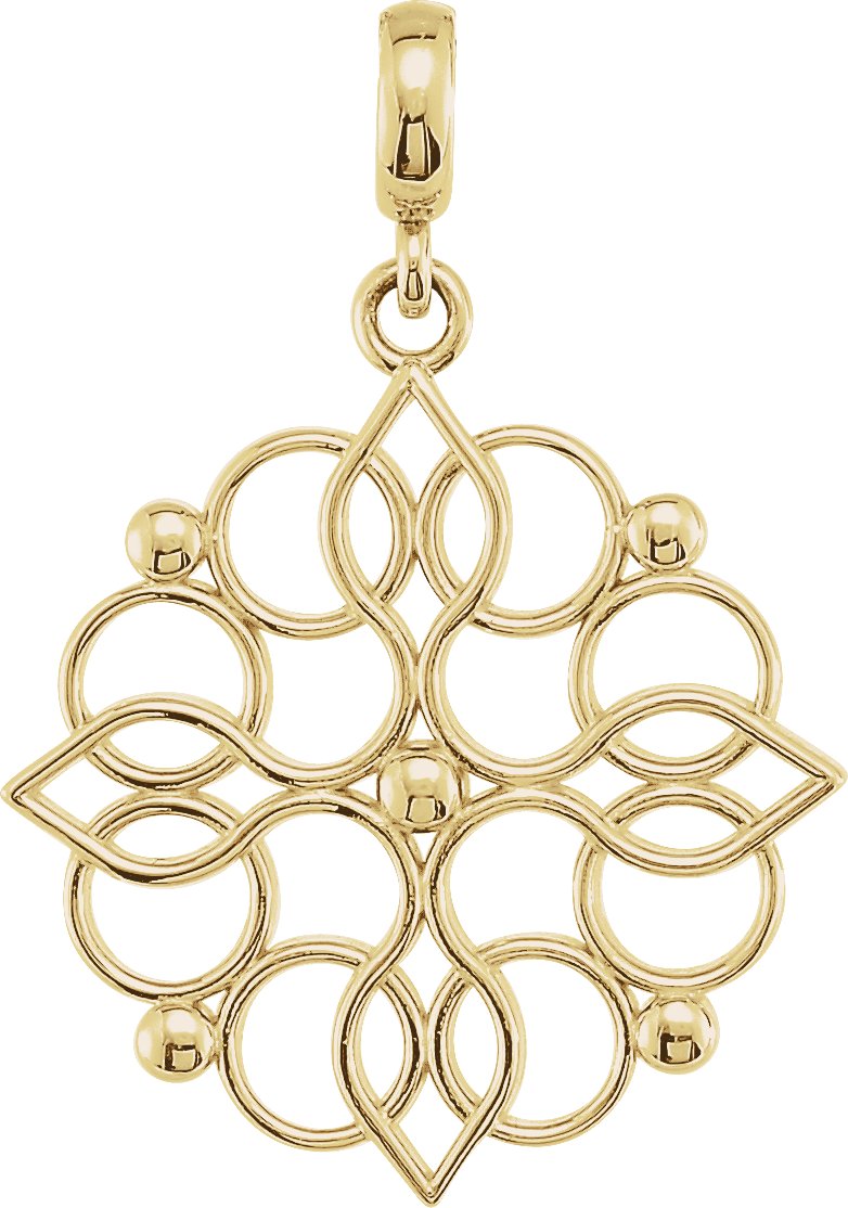 14K Yellow 27x18.75 mm Floral-Inspired Pendant