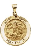 14K Yellow 22x22 mm Round Hollow St. Michael Medal  