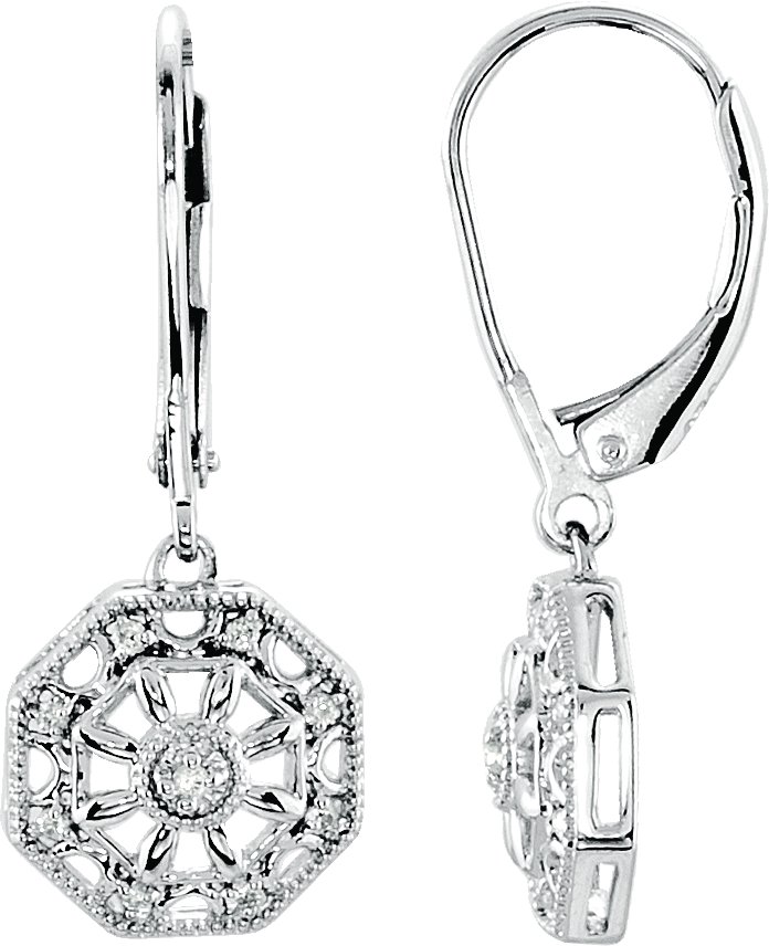 Sterling Silver .07 CTW Natural Diamond Filigree Earring