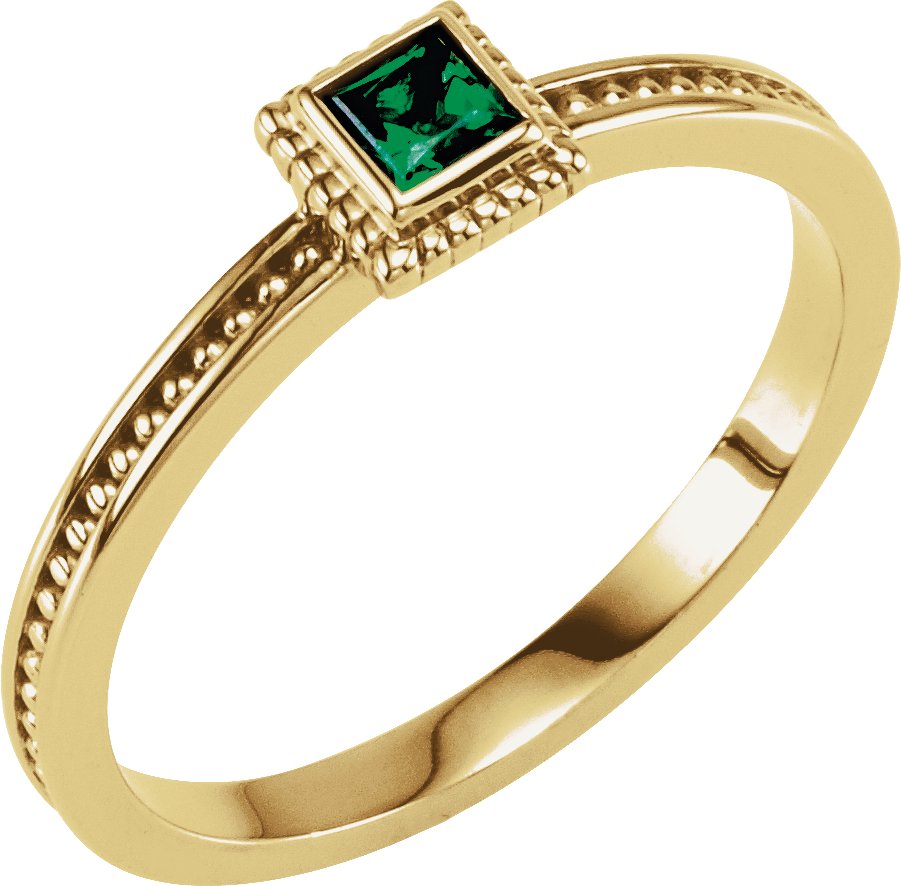 14K Rose Emerald Stackable Family Ring Ref 16232590