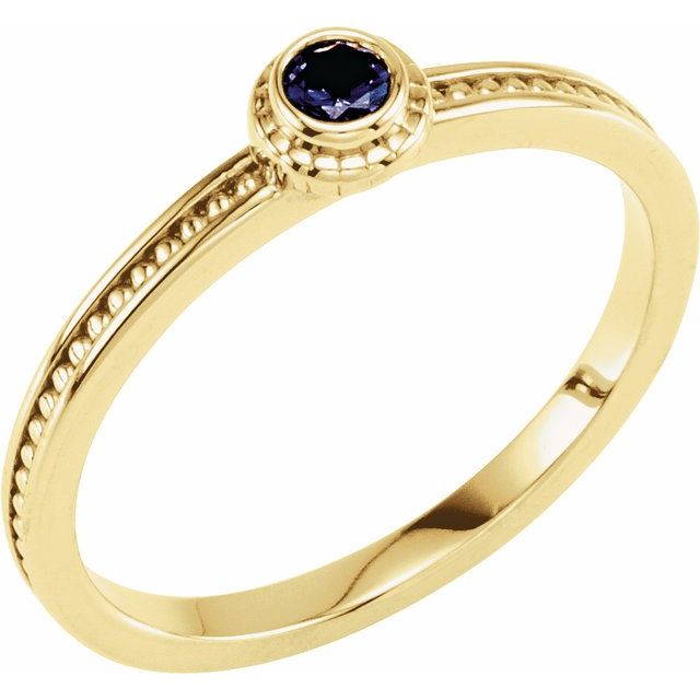14K White Blue Sapphire Stackable Family Ring
