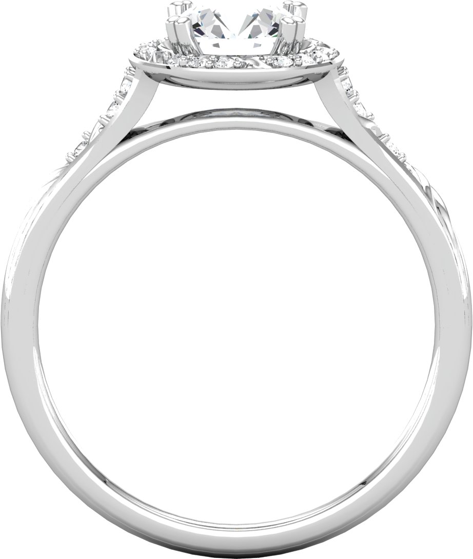 Sterling Silver 6.5 mm Round Sculptural-Inspired Halo-Style Engagement Ring Mounting  