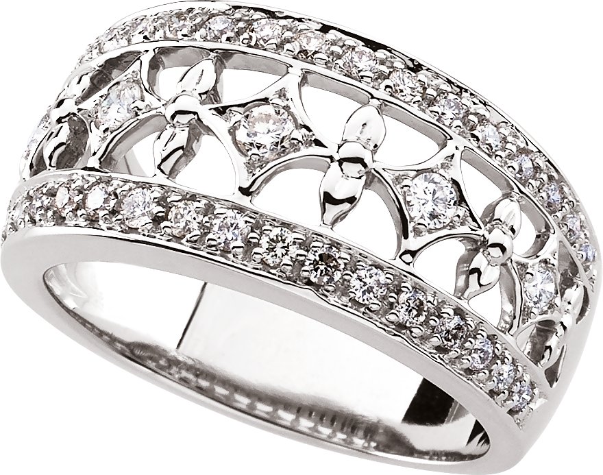 14K White 1/2 CTW Natural Diamond Ring