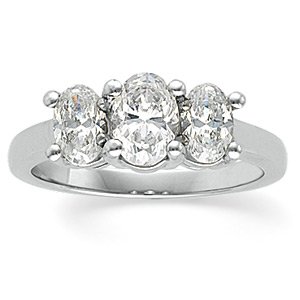 Platinum 3 Stone Oval Diamond Band .9 CTW Ref 737928