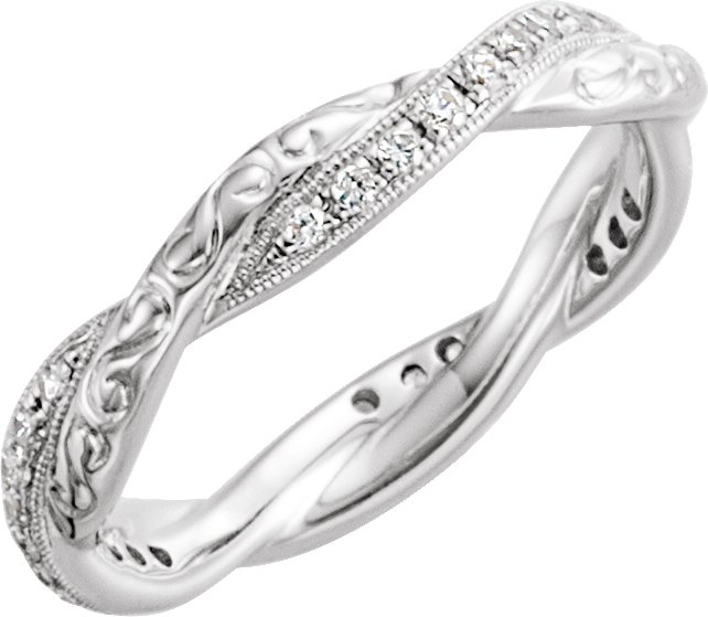 14K White .20 CTW Diamond Design Engraved Eternity Band Size 6 Ref 11488108