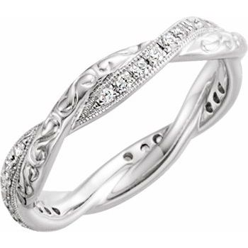 14K White .20 CTW Diamond Design Engraved Eternity Band Size 7 Ref 11589991