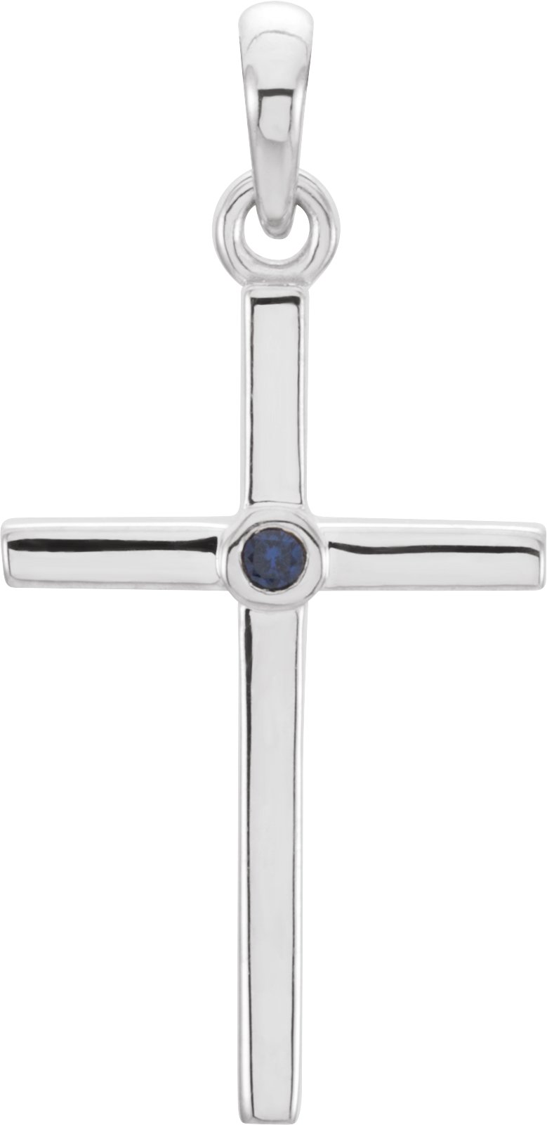 Platinum Blue Sapphire Cross 22.8x11.3 mm Pendant   