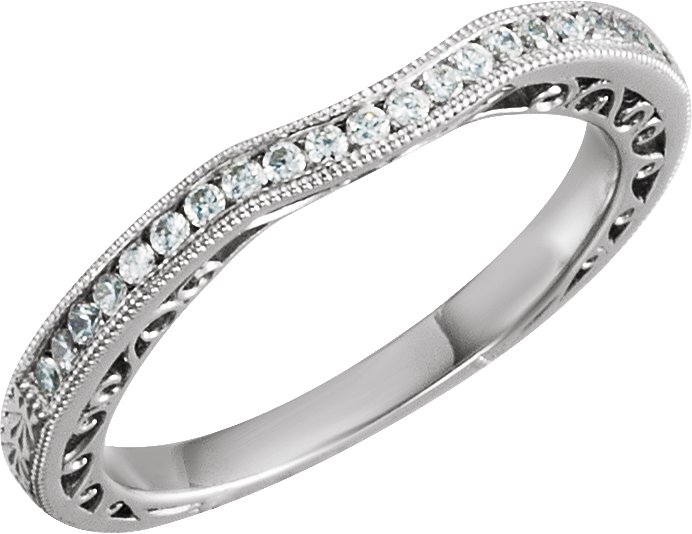 Platinum 1/8 CTW Diamond Design-Engraved  Band