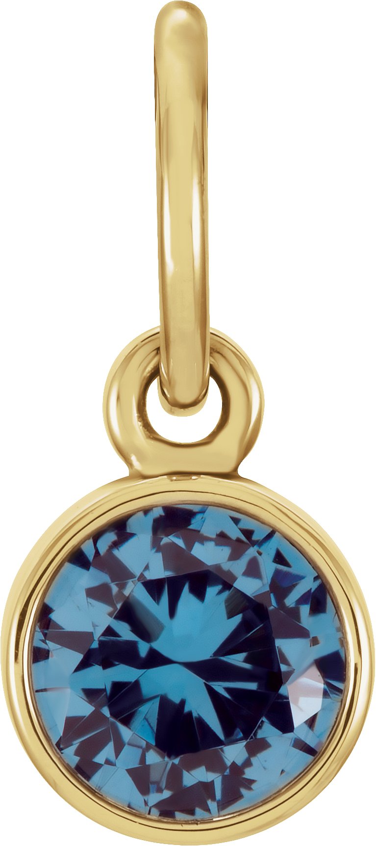 14K Yellow 4 mm Round Imitation Blue Zircon Birthstone Charm Ref. 11078303