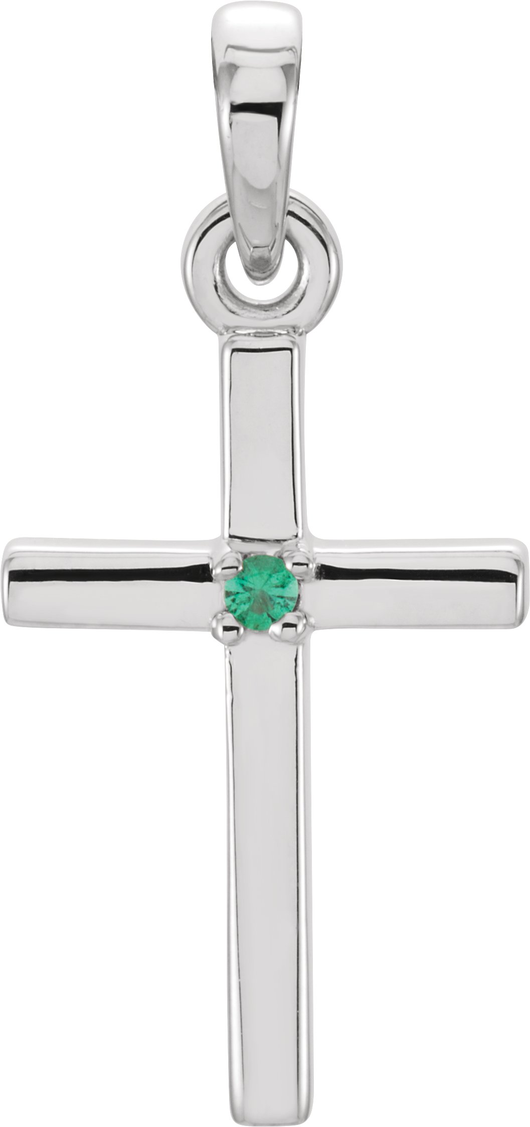 14K White 19.2x9 mm Emerald Cross Pendant Ref. 11191931