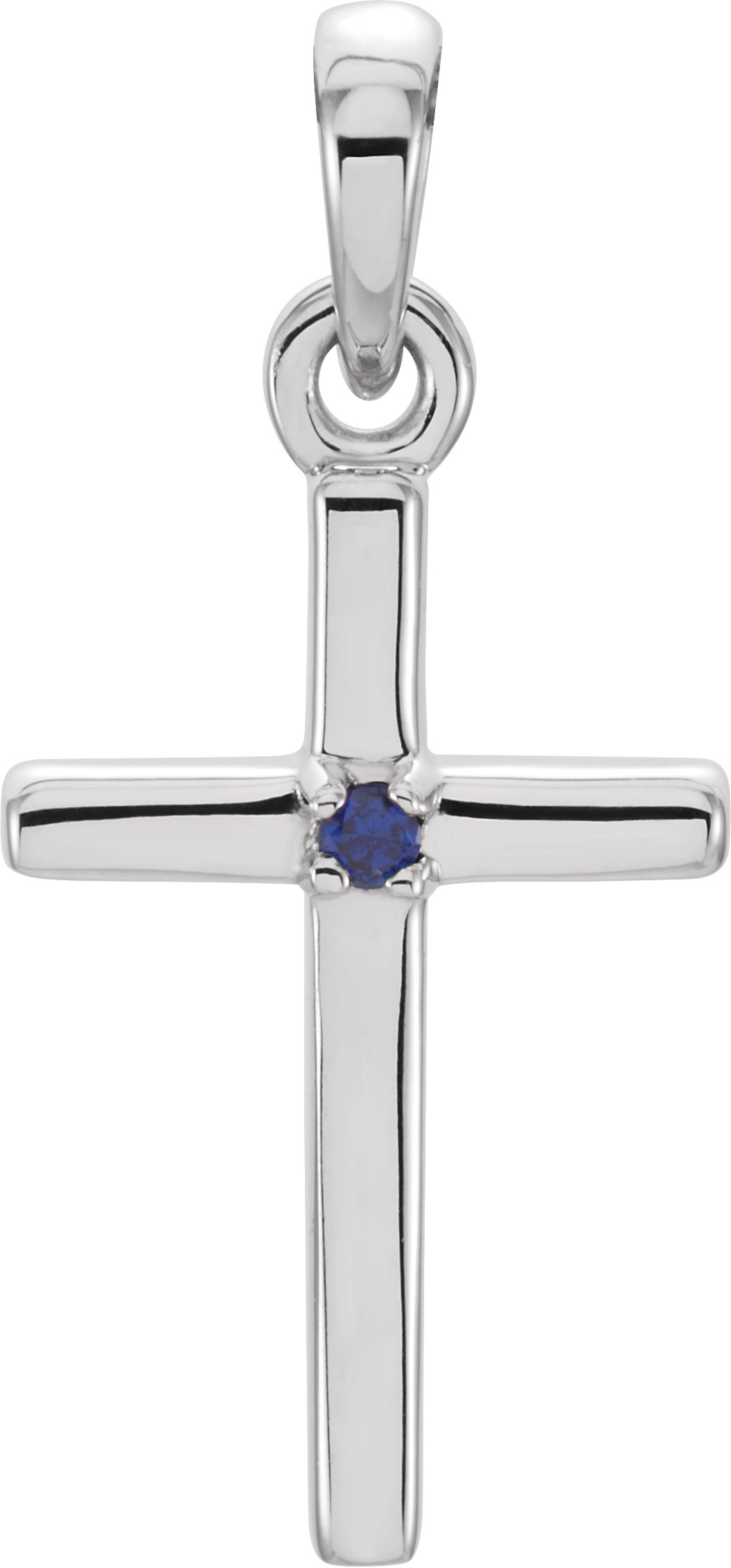 14K White 19.2x9 mm Blue Sapphire Cross Pendant Ref. 11194100