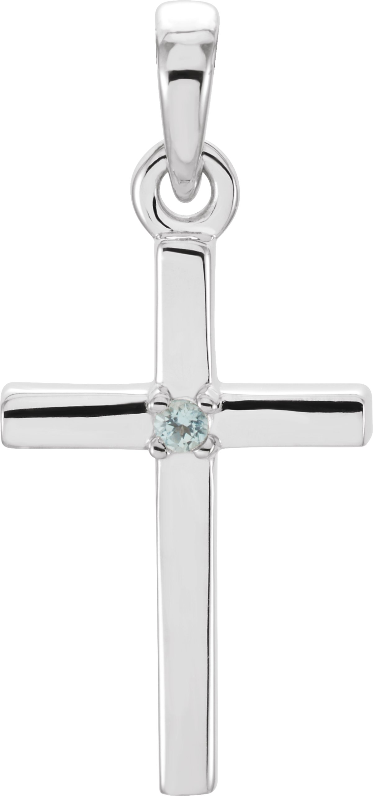 14K White 19.2x9 mm Aquamarine Cross Pendant Ref. 11195501