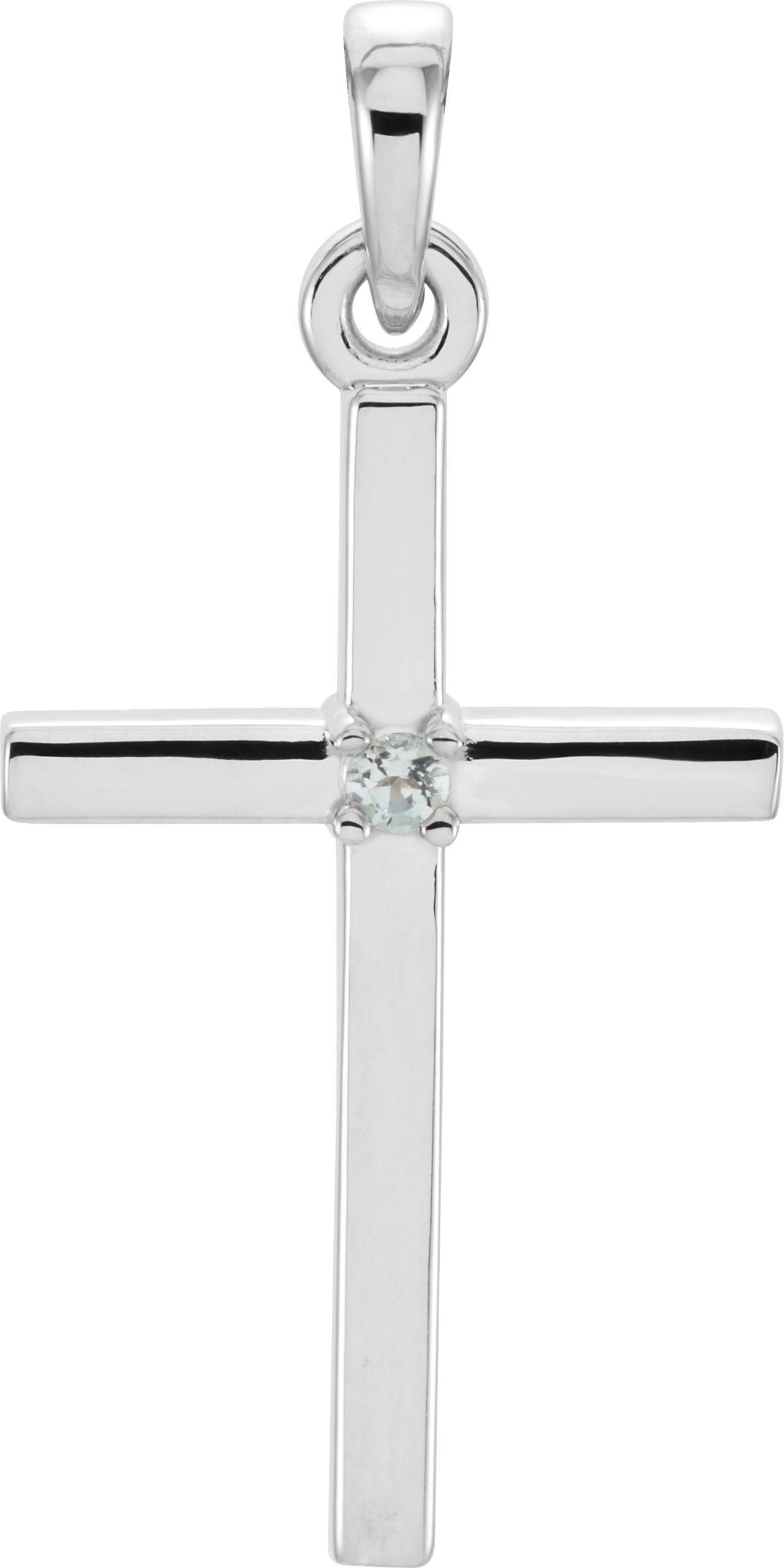 14K White 22.65x11.4 mm Aquamarine Cross Pendant Ref. 11209960