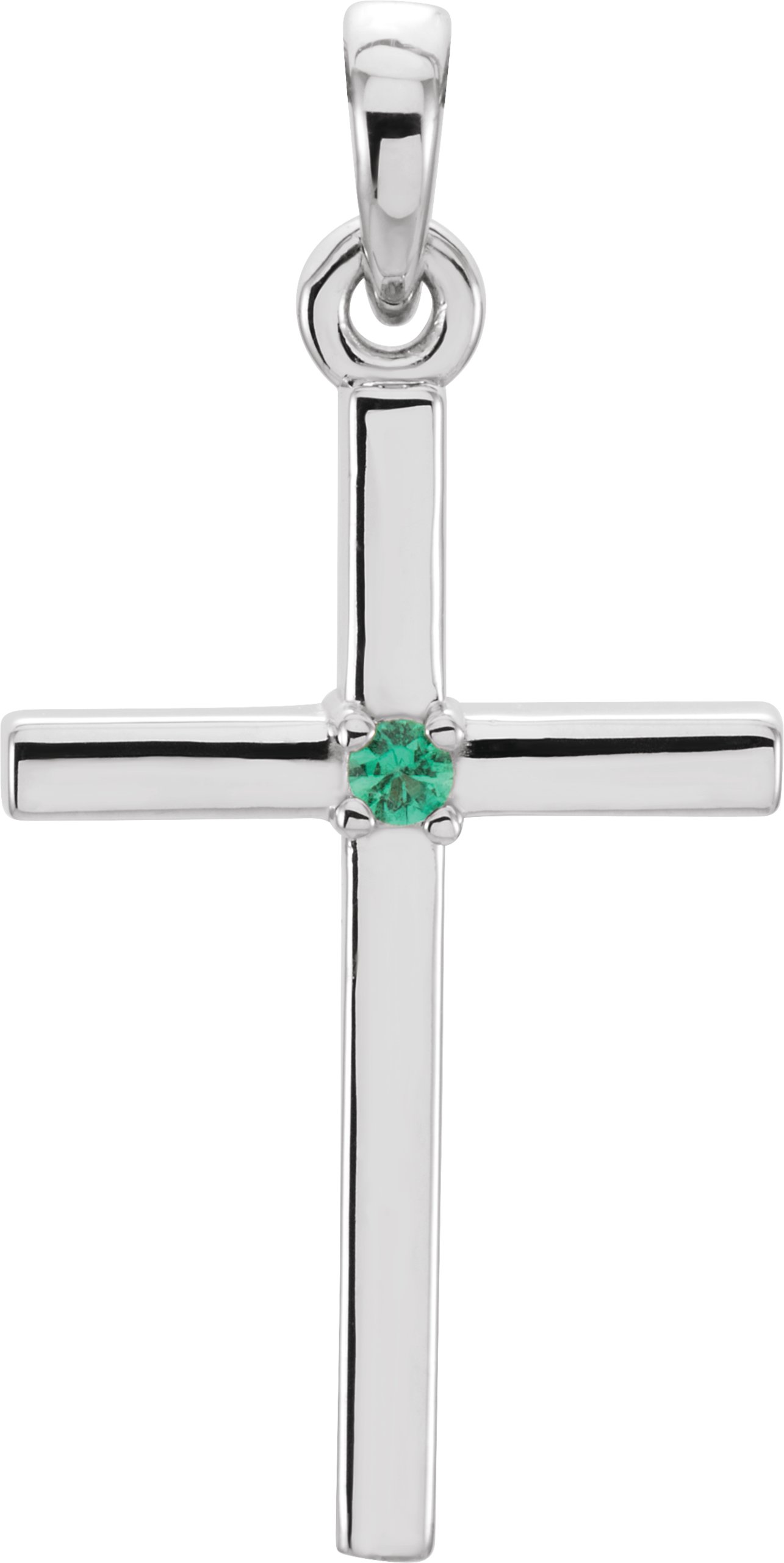 14K White 22.65x11.4 mm Emerald Cross Pendant Ref. 11209963