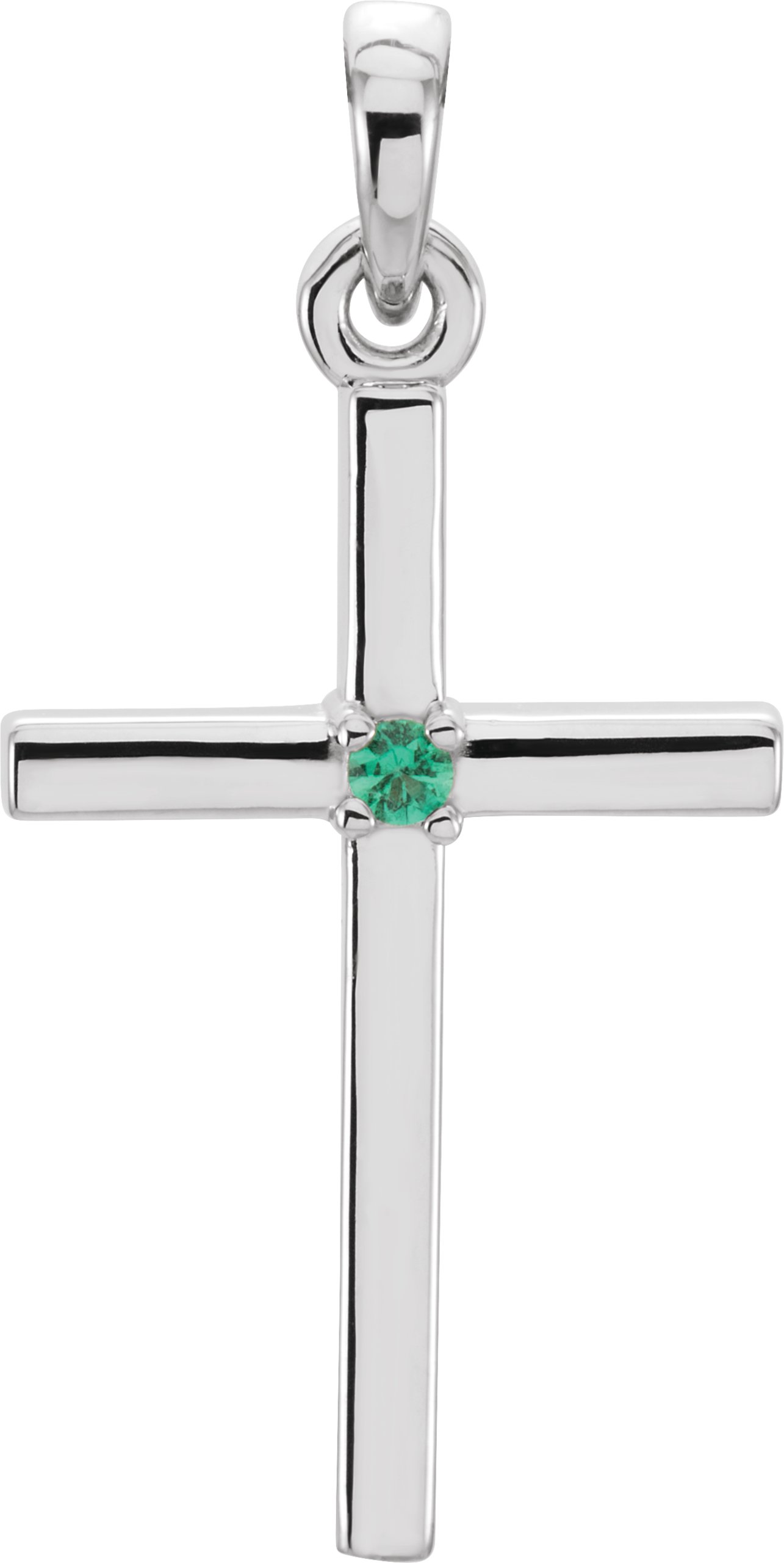 Platinum 22.65x11.4 mm Emerald Cross Pendant