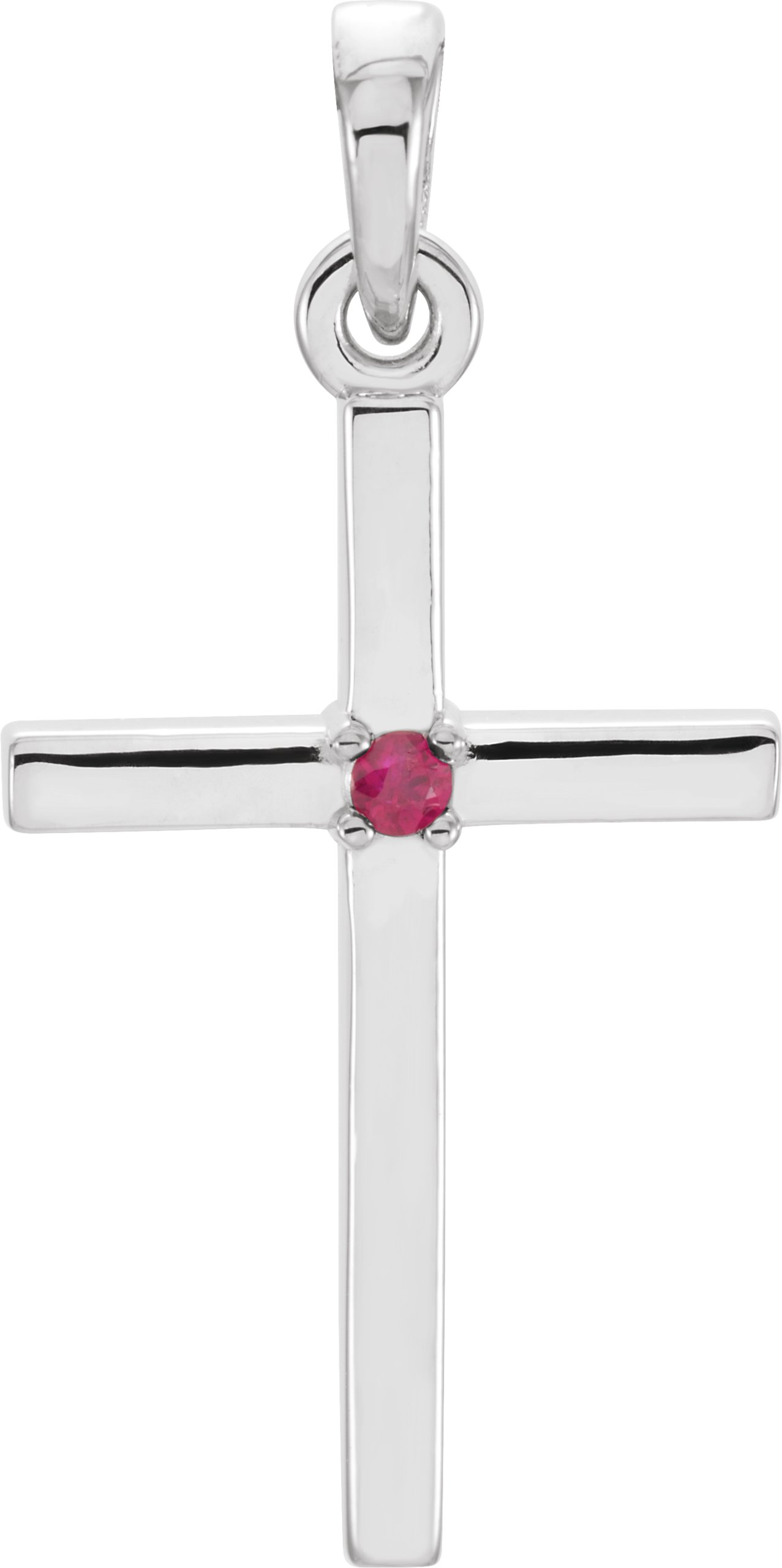 14K White 22.65x11.4 mm Ruby Cross Pendant Ref. 11210052