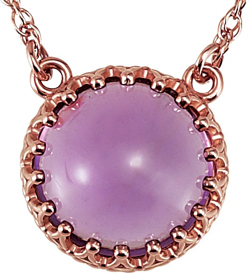 14K Rose 10 mm Amethyst Crown 18 inch Necklace Ref. 3360834