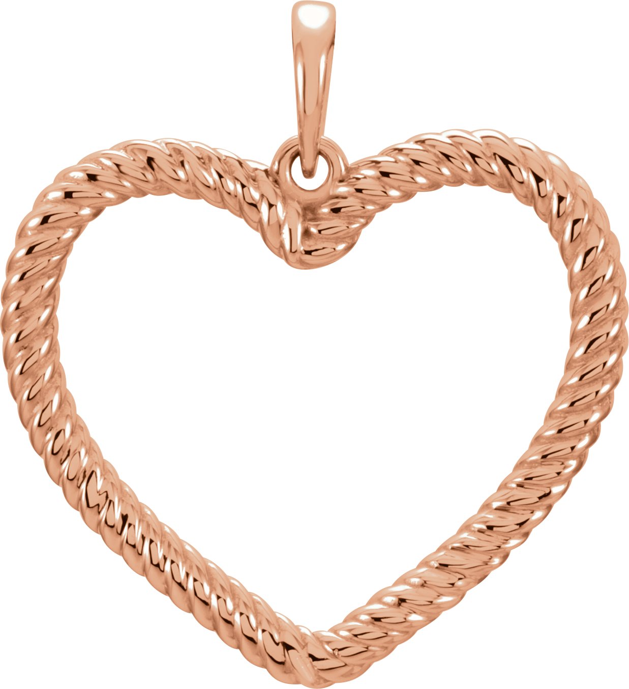 14K Rose Rope Heart Pendant