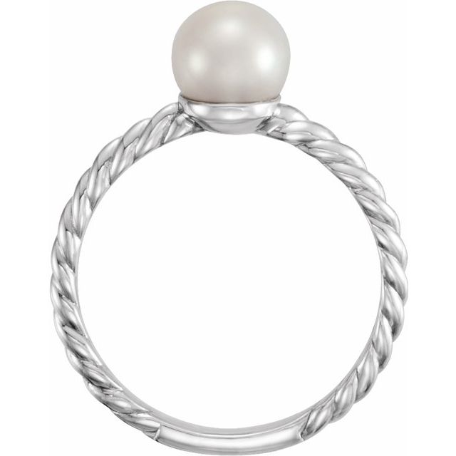 14K White 7.5-8 mm Cultured White Freshwater Pearl Ring
