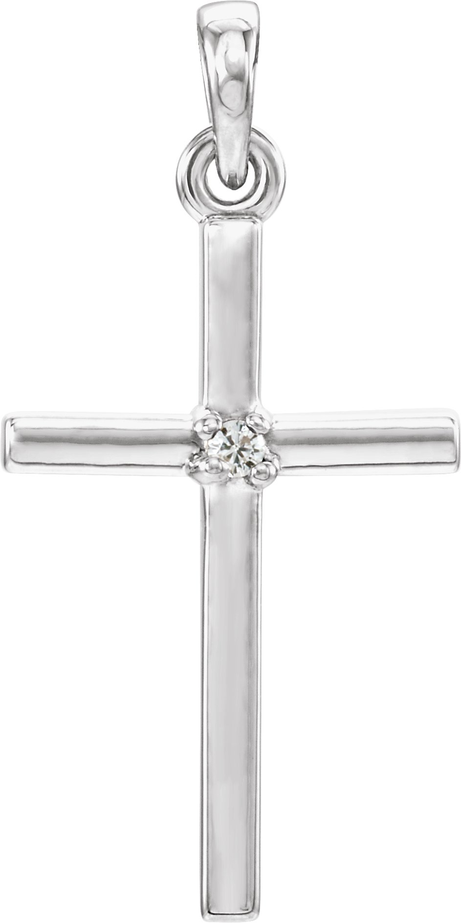 14K White 22.65x11.4 mm White Sapphire Cross Pendant Ref. 11224235