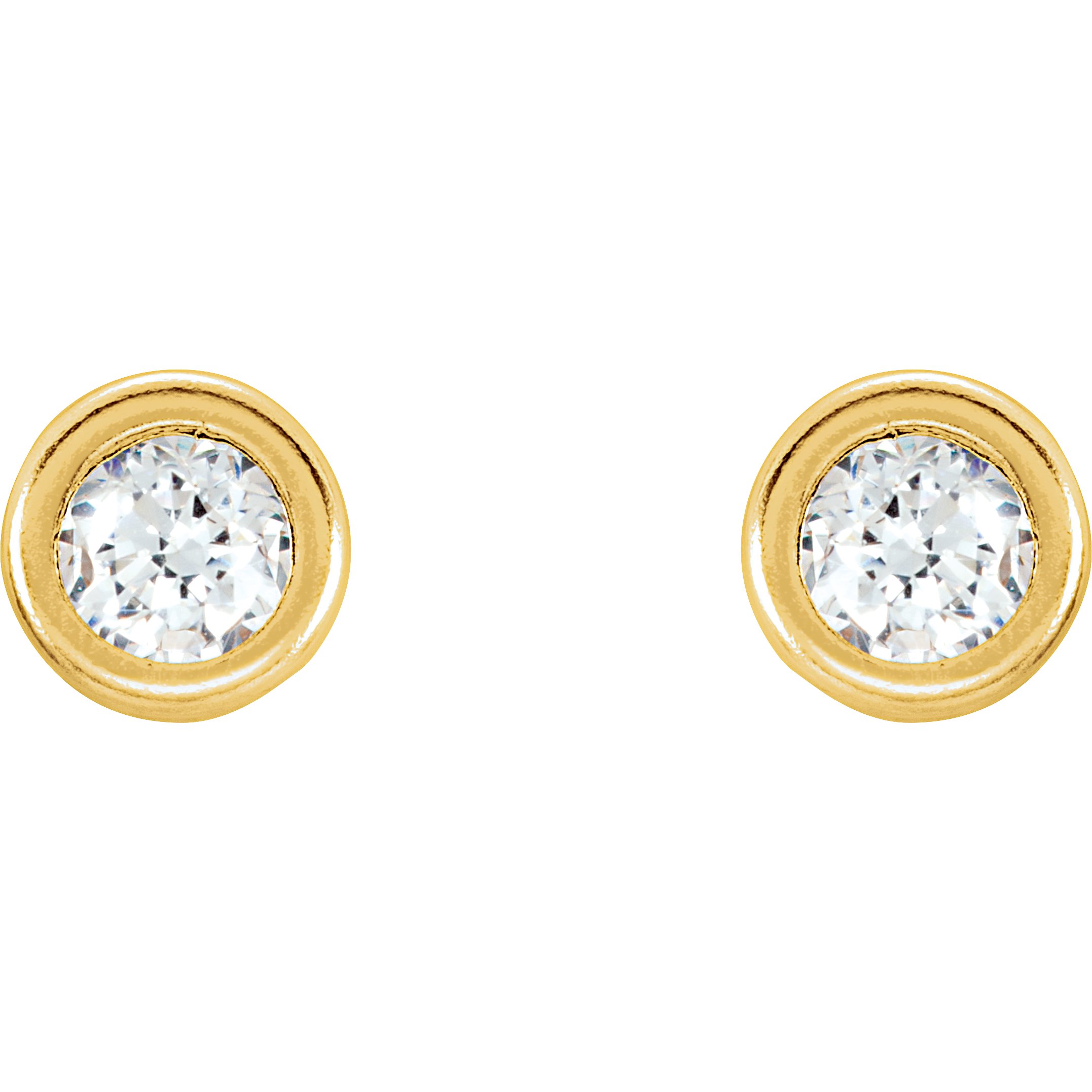 14K Yellow 3 mm Imitation White Cubic Zirconia Youth Bezel Stud Earrings