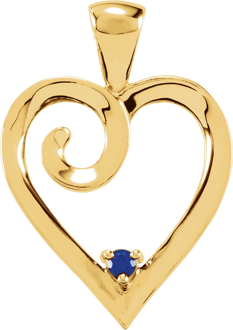 14K Yellow 1-Stone Family Heart Pendant Mounting