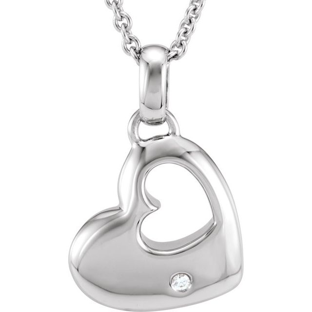 Sterling Silver .01 CT Natural Diamond 18 Necklace