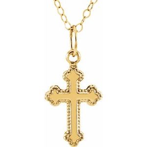 14K Yellow 16x10 mm Youth Cross 15" Necklace 