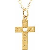 Youth Pierced Heart Cross Necklace or Pendant 
