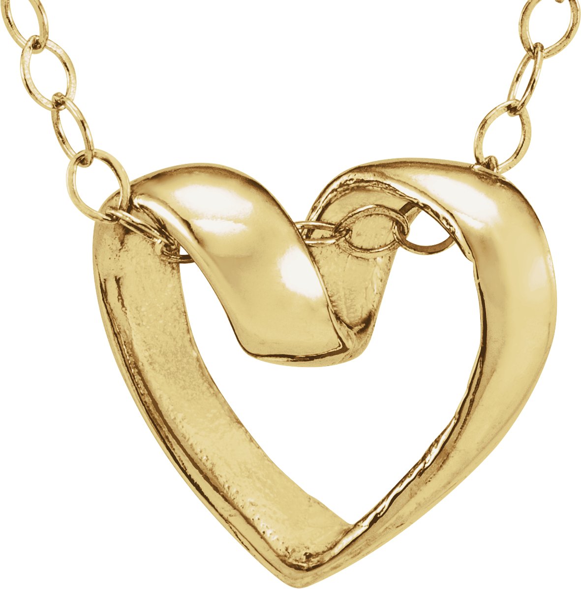 14K Yellow Youth Ribbon Heart 15" Necklace