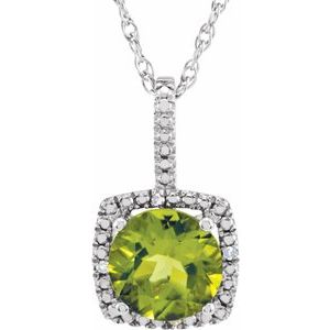 Sterling Silver 7 mm Natural Peridot & .015 CTW Natural Diamond 18" Necklace