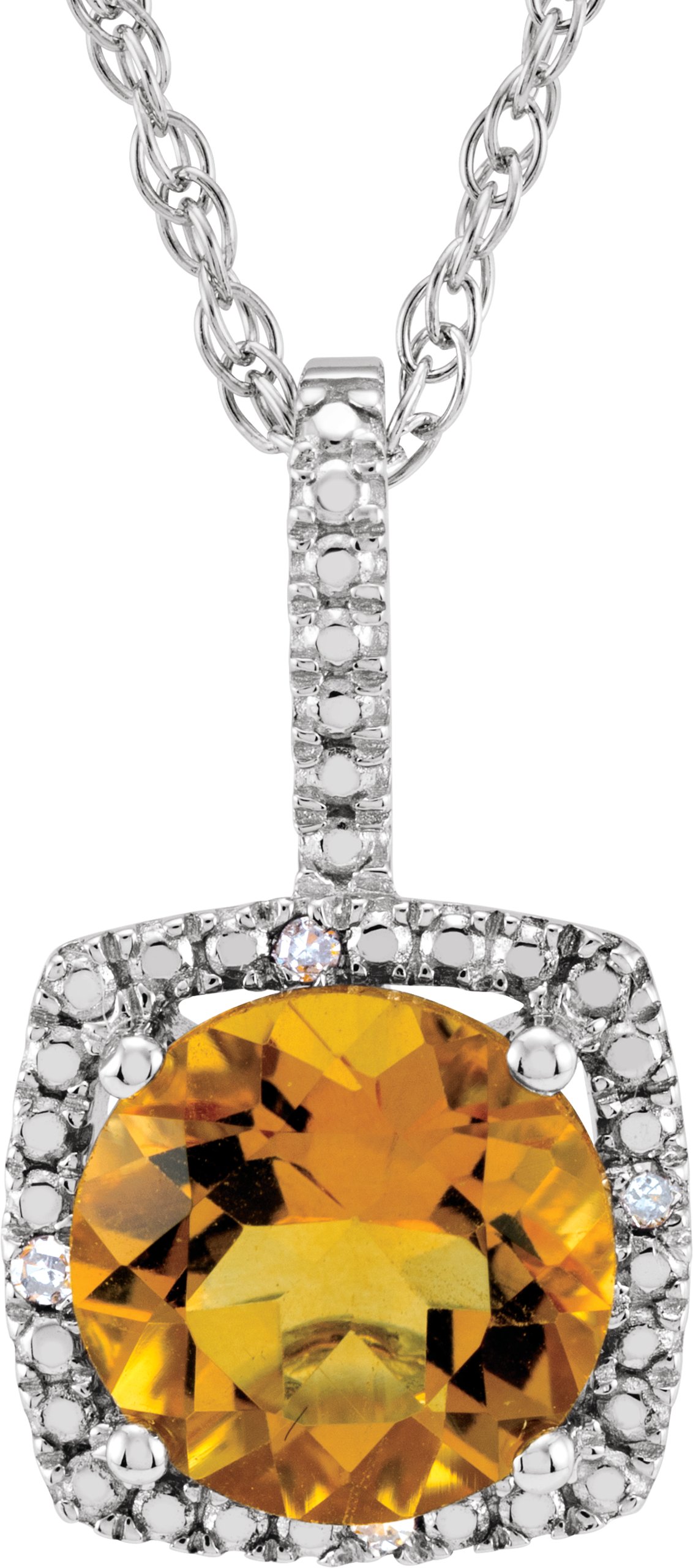 Sterling Silver 7 mm Natural Citrine & .015 CTW Natural Diamond 18